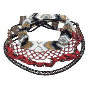 NEW Lot Of 4 Embellished Headbands 3 Natasha 1 BP Rhinestones Beads NWT